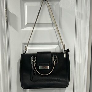 Calvin Klein Black Shoulder Bag with Elegant Metallic Accents